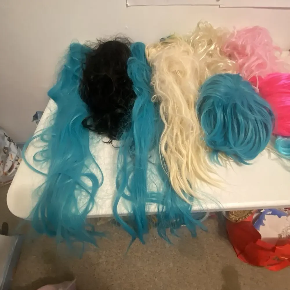 Cosplay Costume Wavy Long Mid Short synthetic blond Black green hair wig Lot9